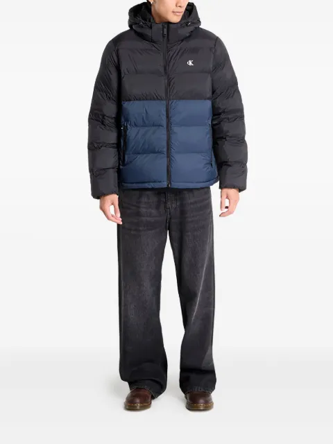 Calvin Klein hooded colour-block puffer jacket Black LV04RD527GUB1