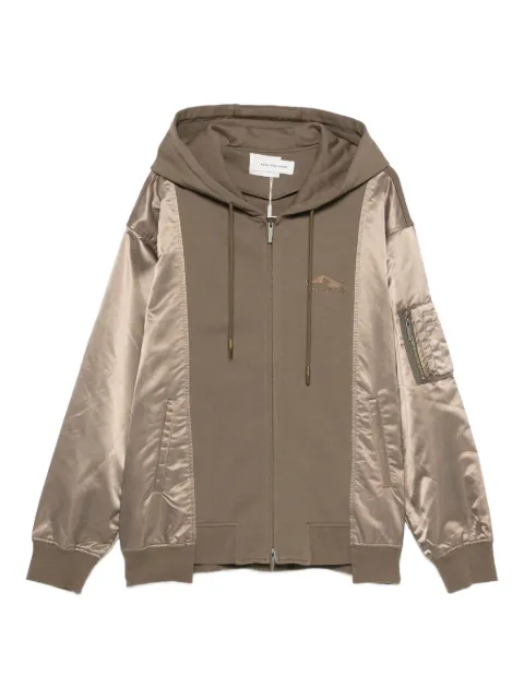 Feng Chen Wang satin-panel hooded jacket Neutrals FUF20HD09G
