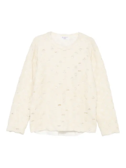 Yohji Yamamoto wool blend distressed sweater Neutrals HDT35871