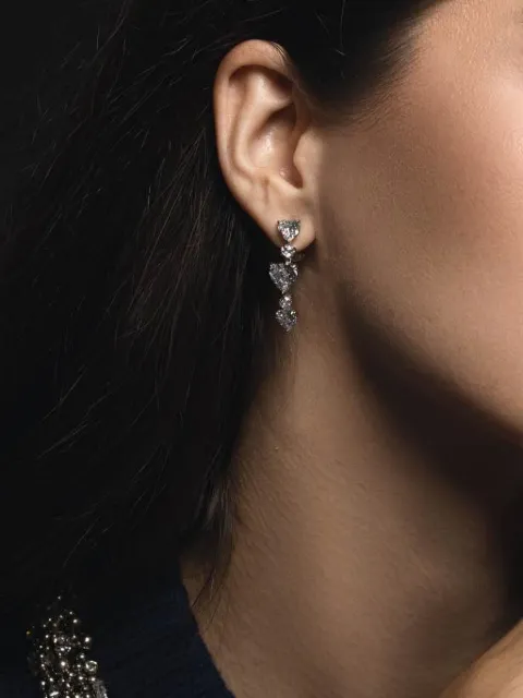 Fantasia by Deserio three heart drop earrings White EF677