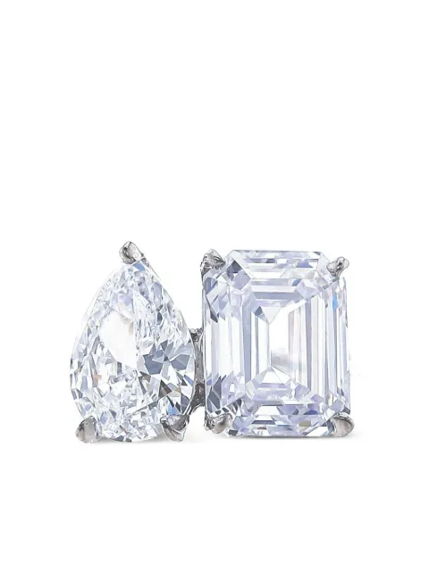 Fantasia by Deserio 14K white gold Toi et Moi cubic zirconia ring Silver F1598
