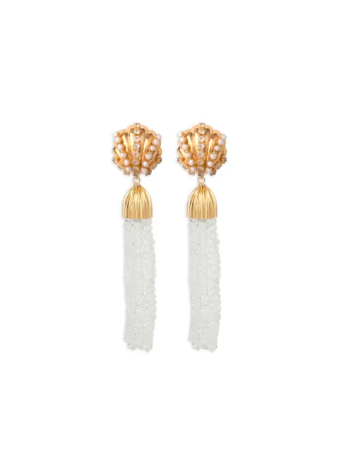 Bounkit Jewelry crystal-embellished tassel earrings Gold EDTSL44