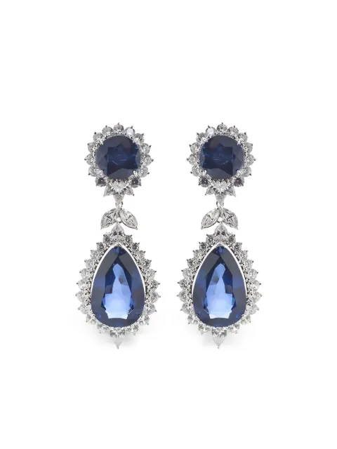 Fantasia by Deserio sapphire pear-shape drop earrings Silver F207DSAPH
