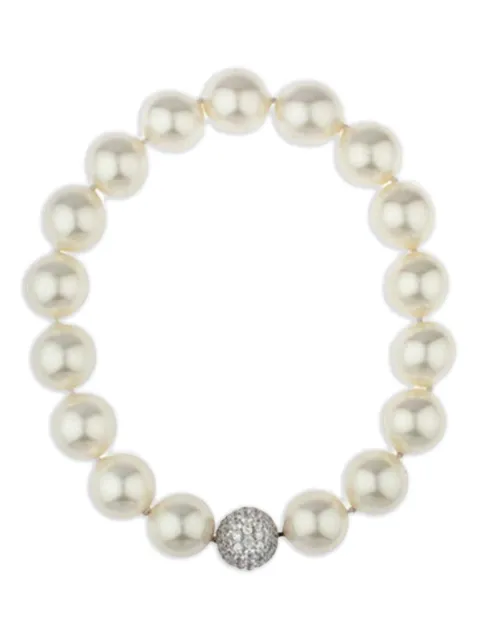 Fantasia by Deserio pearl clasp necklace Silver NF793