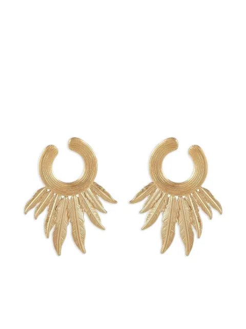 Gas Bijoux Caracara feather-detail hoop earrings Gold ACARACARAO