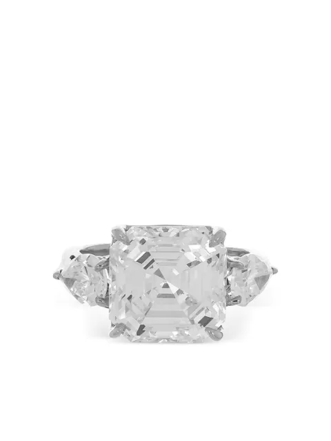 Fantasia by Deserio square-cut pear side-stones ring Silver 17289SQ