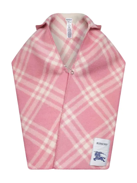 Burberry Check wool hooded scarf Pink 8114136