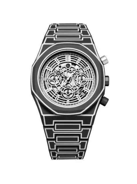 D1 Milano Polycarbonate Skeleton Chronograph 40.5mm Black PHBJ14