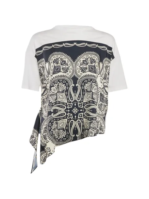 SANDRO abstract-print tie-waist T-shirt White 1180421