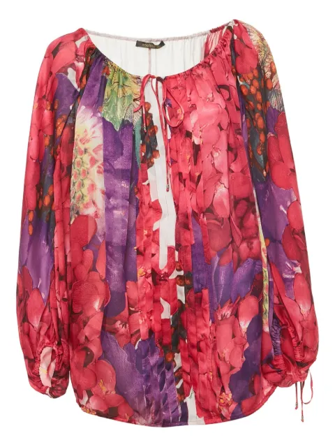 Roberto Cavalli Vintage floral-print pleated blouse Pink 1181881