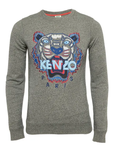 Kenzo Pre-Owned tiger-embroidered crew-neck T-shirt Grey 1186191