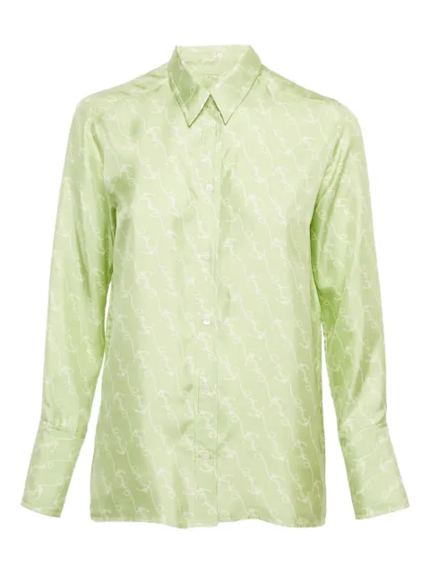 SANDRO anchor-print silk shirt Green 1182004