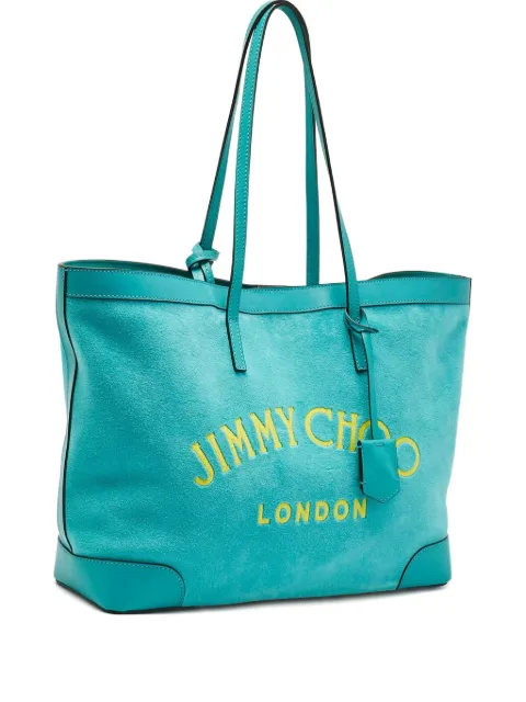 Jimmy Choo Pre-Owned logo-detail tote bag Blue 1180345