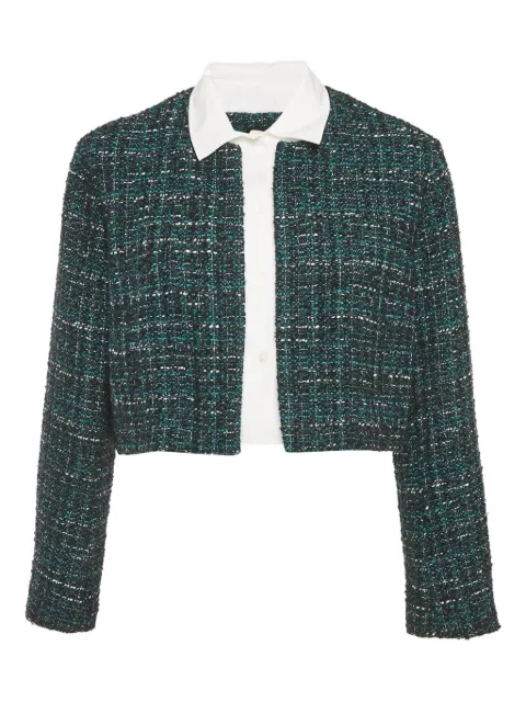 Maje tweed contrasting-collar jacket Green 1178243