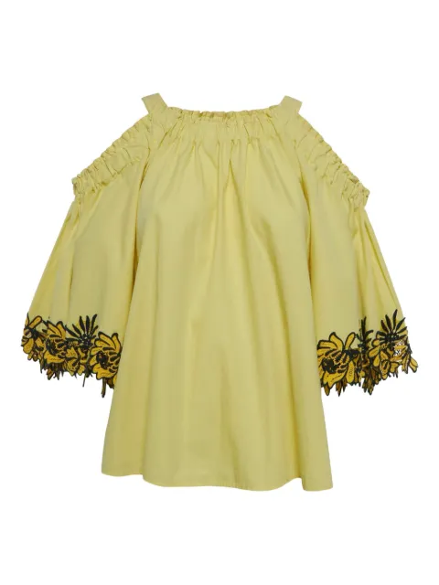 SANDRO 2010s lace-insert cold-shoulder blouse Yellow 1177497