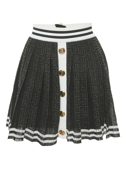Balmain Pre-Owned monogram pleated skirt Black 1173014