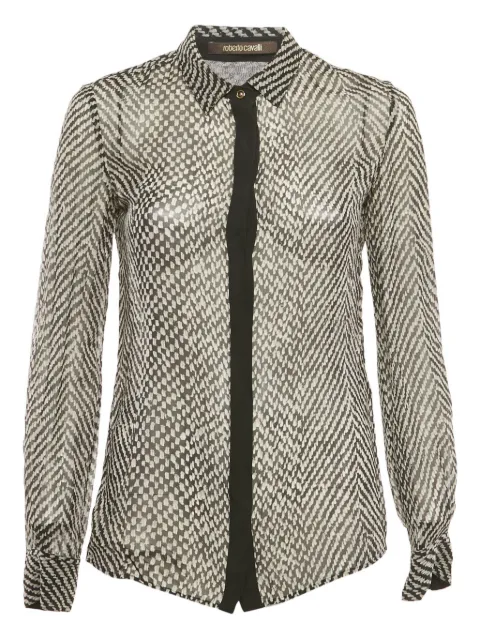 Roberto Cavalli Vintage monochrome-print silk blouse Grey 1183878