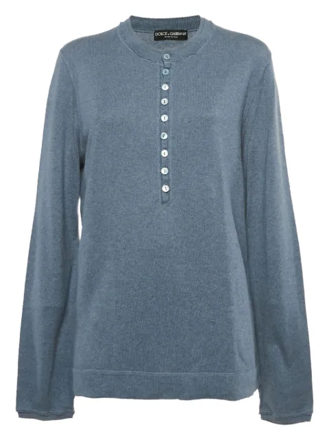 Dolce & Gabbana Pre-Owned button-front cotton top Blue 1180614