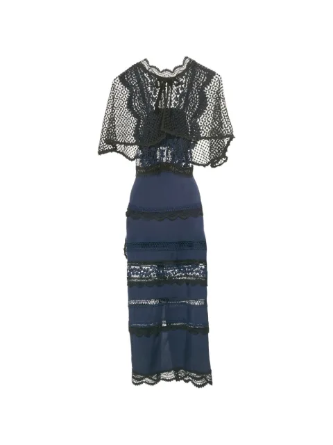 Self-Portrait Bellis cape-detail maxi dress Blue 1185809