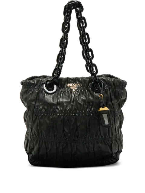 Prada Pre-Owned ruched chain tote Black 1179148