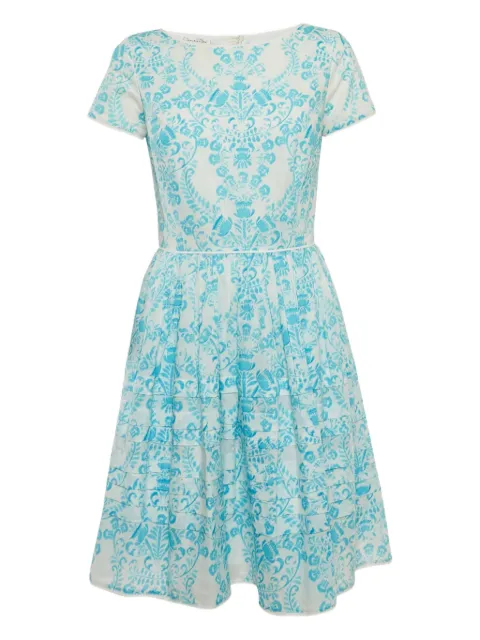 Oscar de la Renta Pre-Owned floral-print cotton dress White 1178715