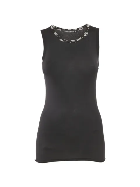 Dolce & Gabbana Pre-Owned floral-trim jersey top Black 1180136