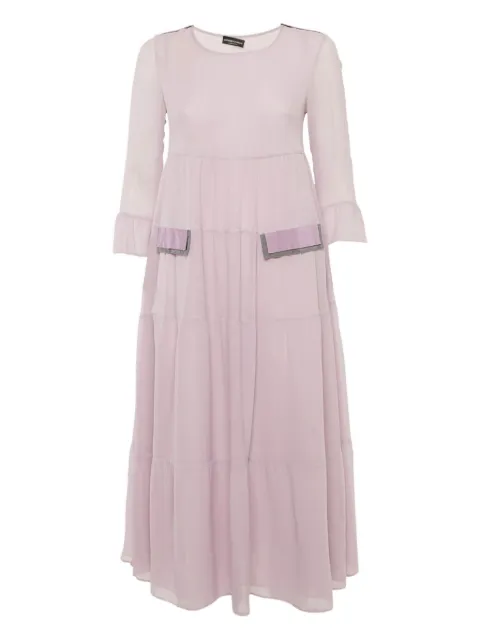 Emporio Armani Pre-Owned tiered silk dress Purple 1174740