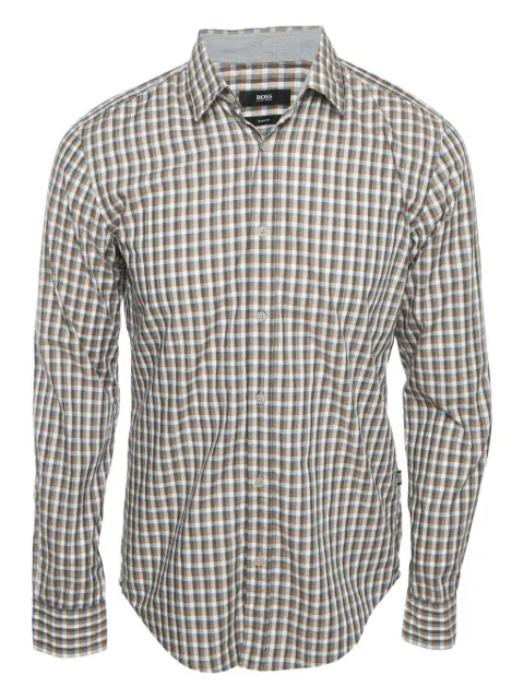 BOSS checked cotton shirt Brown 1169444