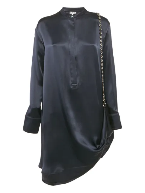 Loewe Pre-Owned chain-detail satin shirt dress Blue 1167879