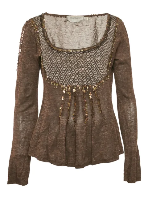 Sportmax 2000s lurex-knit embellished top Brown 1167764