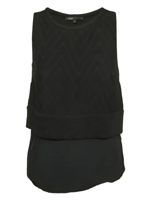 Maje crew-neck chevron-pattern top Black 1144564