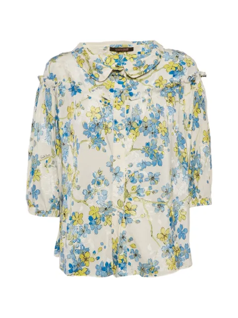 Roberto Cavalli Vintage floral ruffle blouse Neutrals 1174209