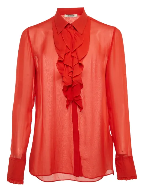 Roberto Cavalli Vintage ruffled long-sleeve shirt Red 1169813