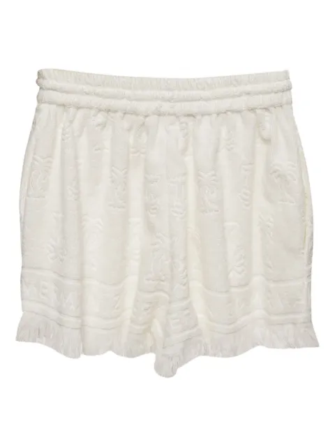 ZIMMERMANN palm-tree fringe shorts White 1173633