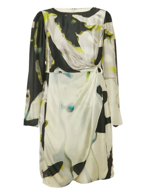 Armani Vintage abstract-print draped mini dress Neutrals 1171577