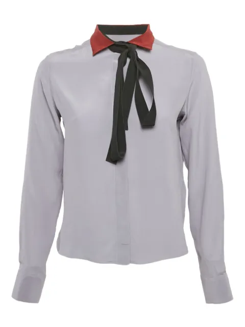 Valentino Garavani Pre-Owned contrast-collar silk shirt Grey 1171757