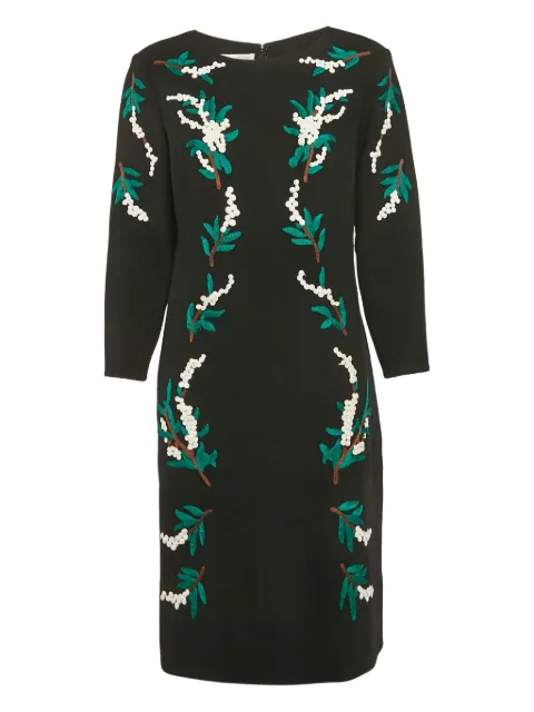 Oscar de la Renta Pre-Owned floral-embroidered dress Black 1170919
