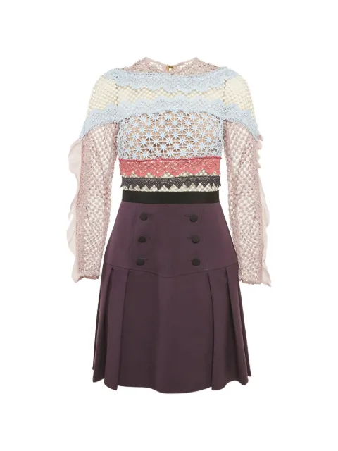 Self-Portrait lace-panel mini dress Purple 1168348