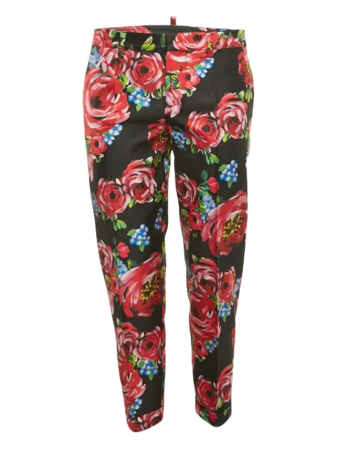 DSQUARED2 floral-print silk trousers Black 1164958