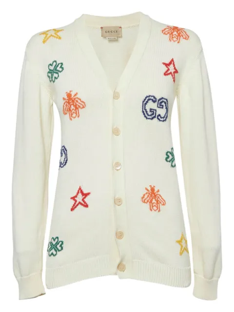Gucci Pre-Owned intarsia-logo cardigan Neutrals 1155958