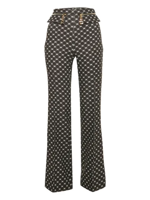 Elisabetta Franchi logo-print flared trousers Black 1161327