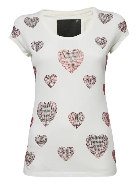 Philipp Plein 2000s heart-detail cotton top White 1160052