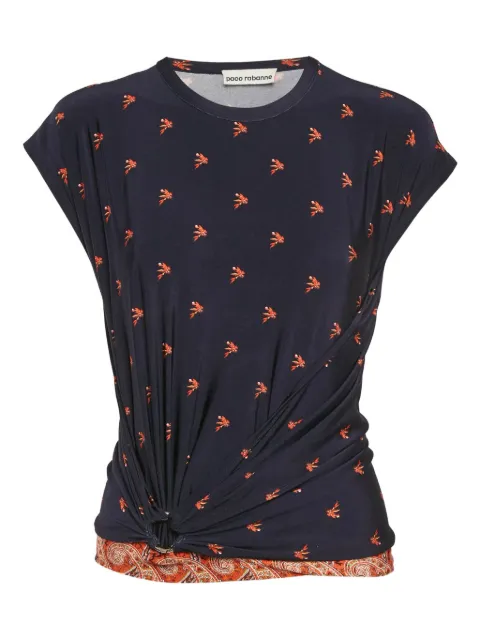 Paco Rabanne Pre-Owned 2020s knot-detail jersey top Blue 1164440