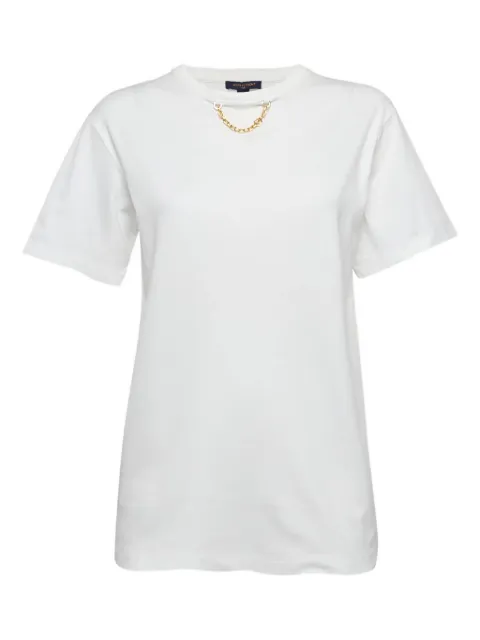Louis Vuitton Pre-Owned chain-embellished crew-neck T-shirt White 1155067