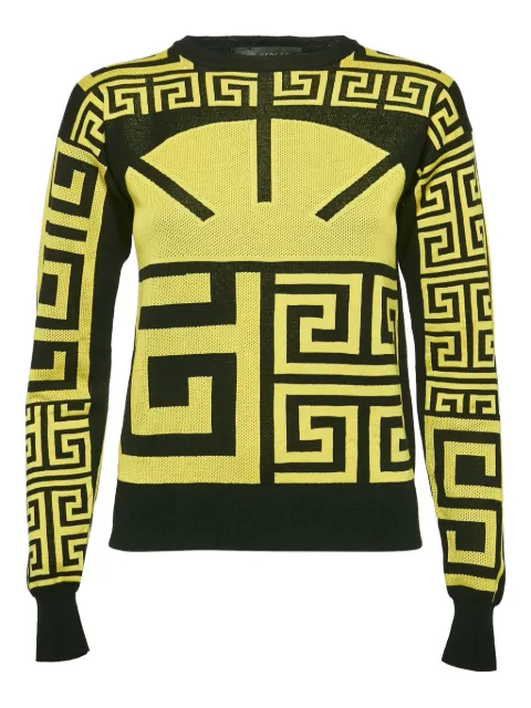 Versace Pre-Owned Greca-pattern knit top Yellow 1150869