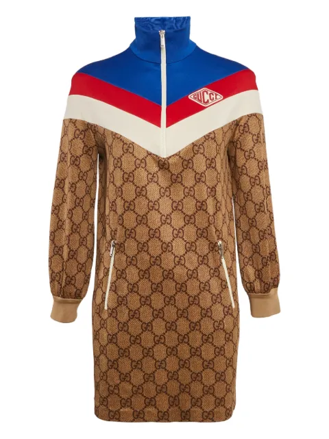 Gucci Pre-Owned GG-monogram half-zip dress Brown 1164959