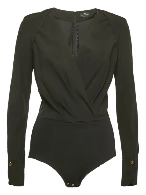 Elisabetta Franchi wrap-effect long-sleeve bodysuit Black 1161434