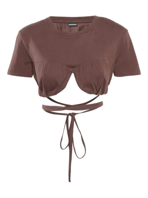 Jacquemus Pre-Owned tie-front crop T-shirt Brown 1162790