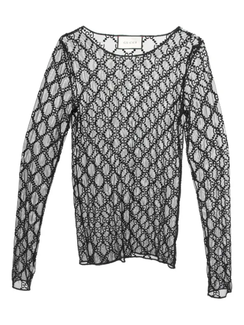 Gucci Pre-Owned 1990s GG-motif tulle top 1156473