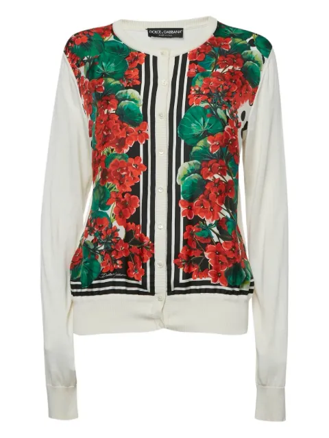 Dolce & Gabbana Pre-Owned floral-print silk cardigan White 1155937